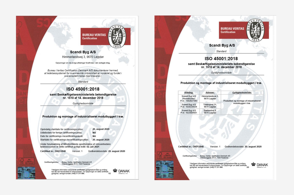 Scandi Byg har fået den højeste ISO-standard inden for arbejdsmiljø
